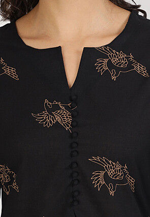 Printed Pure Cotton Co Ord Set in Black