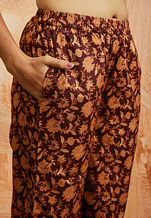 Printed Pure Cotton Co Ord Set in Brown
