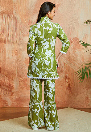 Printed Pure Cotton Co Ord Set in Green