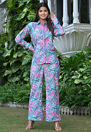 Printed Pure Cotton Co Ord Set in Multicolor