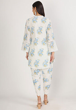 Printed Pure Cotton Co Ord Set in Off White