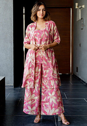 Printed Pure Cotton Co Ord Set in Pink