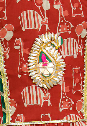 Printed Pure Cotton Gown in Red