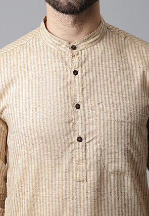 Printed Pure Cotton Kurta in Beige