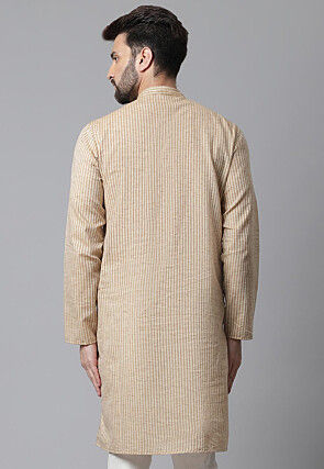 Printed Pure Cotton Kurta in Beige