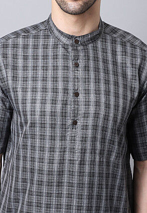 Printed Pure Cotton Kurta in Grey