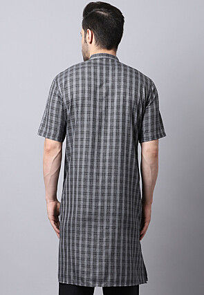 Printed Pure Cotton Kurta in Grey