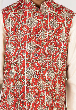 Printed Pure Cotton Kurta Set in Cream