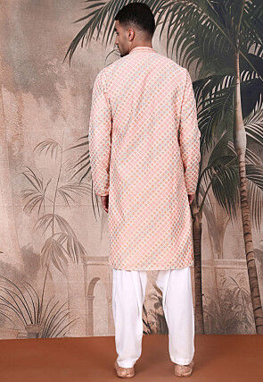 Printed Pure Cotton Kurta Set in Light Pink
