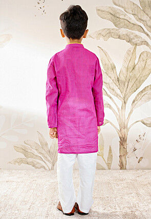 Printed Pure Cotton Kurta Set in Magenta