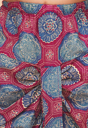 Printed Pure Cotton Kurta Set in Navy Blue