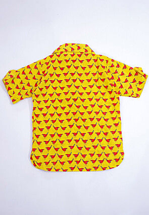 Printed Pure Cotton Kurta Set in Yellow