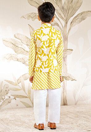 Printed Pure Cotton Kurta Set in Yellow