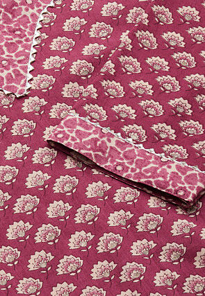 Printed Pure Cotton Kurti in Coral Pink