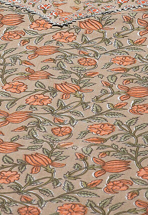 Printed Pure Cotton Pakistani Suit in Beige