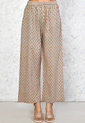 Printed Pure Cotton Pakistani Suit in Beige