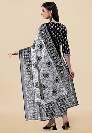 Printed Pure Cotton Pakistani Suit in Black