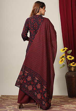 Printed Pure Cotton Pakistani Suit in Black