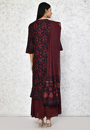 Printed Pure Cotton Pakistani Suit in Black