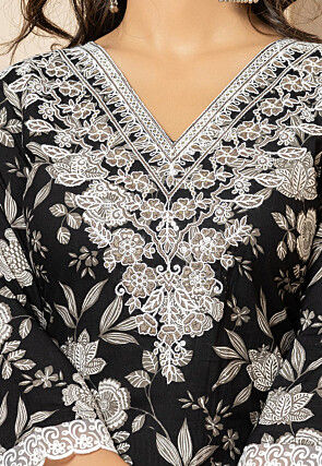 Printed Pure Cotton Pakistani Suit in Black