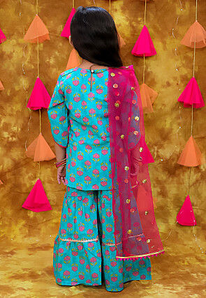 Printed Pure Cotton Pakistani Suit in Blue