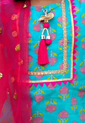 Printed Pure Cotton Pakistani Suit in Blue