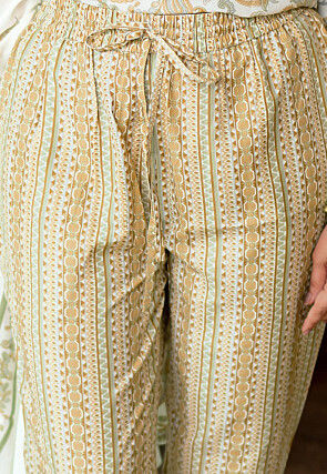 Printed Pure Cotton Pakistani Suit in Cream