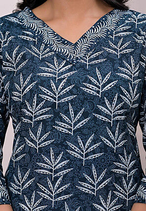 Printed Pure Cotton Pakistani Suit in Dark Blue