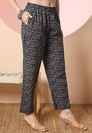 Printed Pure Cotton Pakistani Suit in Dark Blue