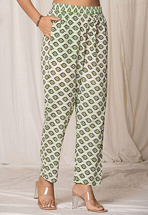 Printed Pure Cotton Pakistani Suit in Dark Green