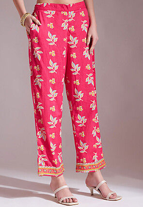 Printed Pure Cotton Pakistani Suit in Fuchsia