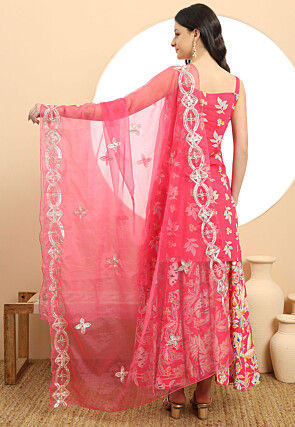 Printed Pure Cotton Pakistani Suit in Fuchsia