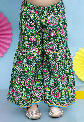 Printed Pure Cotton Pakistani Suit in Green