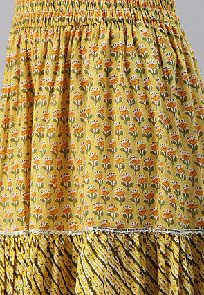 Printed Pure Cotton Pakistani Suit in Light Olive Green