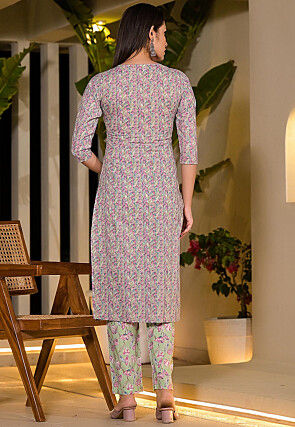Printed Pure Cotton Pakistani Suit in Multicolor