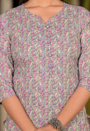 Printed Pure Cotton Pakistani Suit in Multicolor