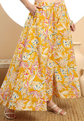 Printed Pure Cotton Pakistani Suit in Mustard