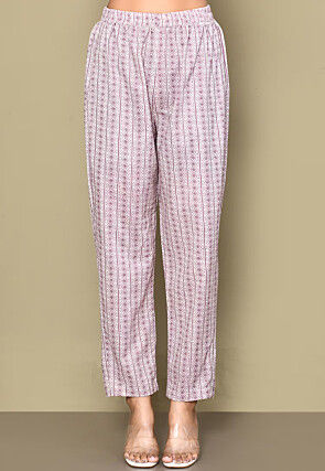 Printed Pure Cotton Pakistani Suit in Off White