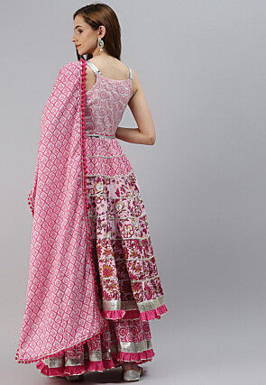 Printed Pure Cotton Pakistani Suit in Pink