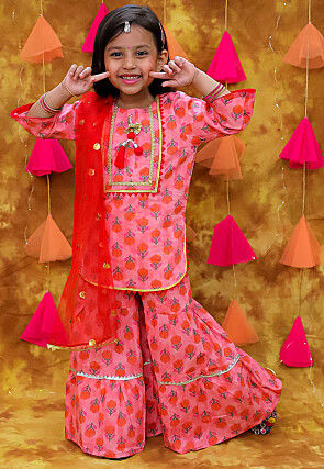 Printed Pure Cotton Pakistani Suit in Pink