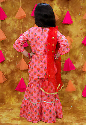 Printed Pure Cotton Pakistani Suit in Pink