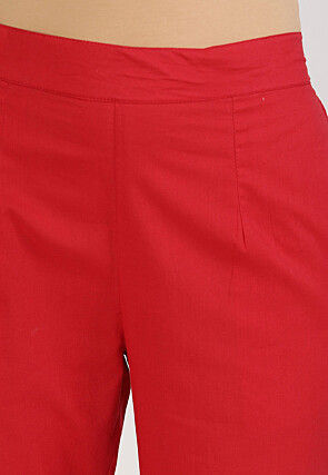 Printed Pure Cotton Pakistani Suit in Red