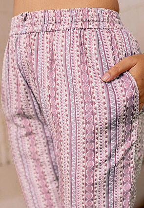 Printed Pure Cotton Pakistani Suit in White