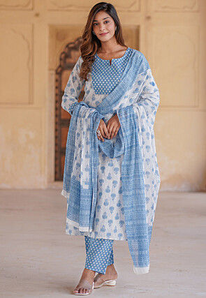 Precious Pink Border Embroidery Printed Cotton Pakistani Suits.cotton  printed salwar kameez online india