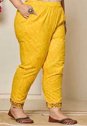 Printed Pure Cotton Pakistani Suit in Yellow