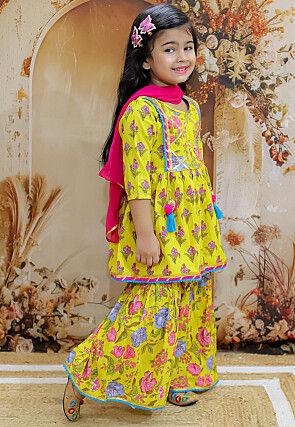 Printed Pure Cotton Pakistani Suit in Yellow