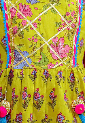 Printed Pure Cotton Pakistani Suit in Yellow