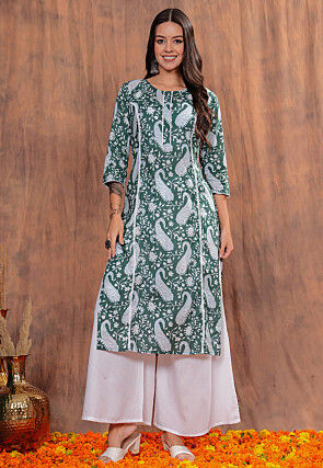Printed leggings with kurta store
