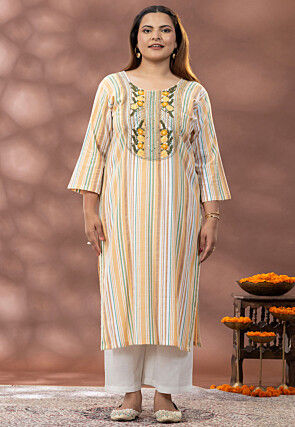 Printed Pure Cotton Straight Kurta in Multicolor
