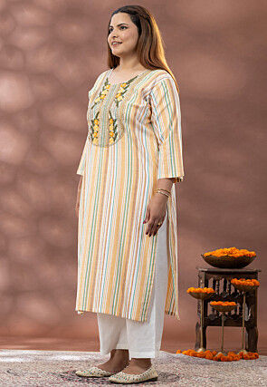 Printed Pure Cotton Straight Kurta in Multicolor